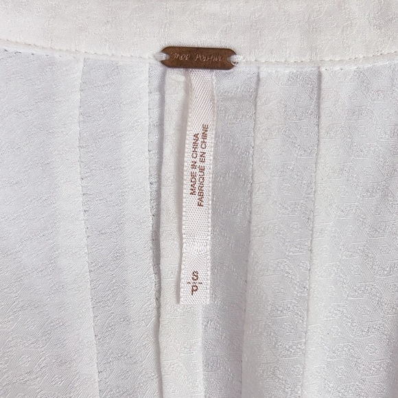 Free People Sisters Of The Moon White Button Down Pleated‎ Blouse Top Tunic S - Picture 5 of 10